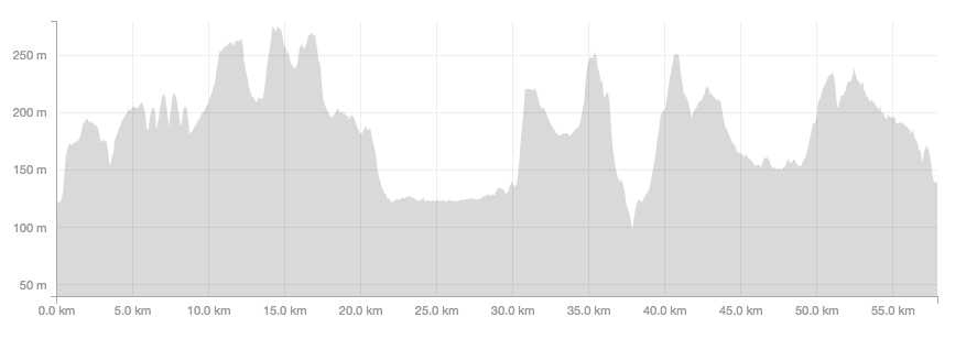 The course profile - or at least the course that I ran so a few extra hills included for good measure