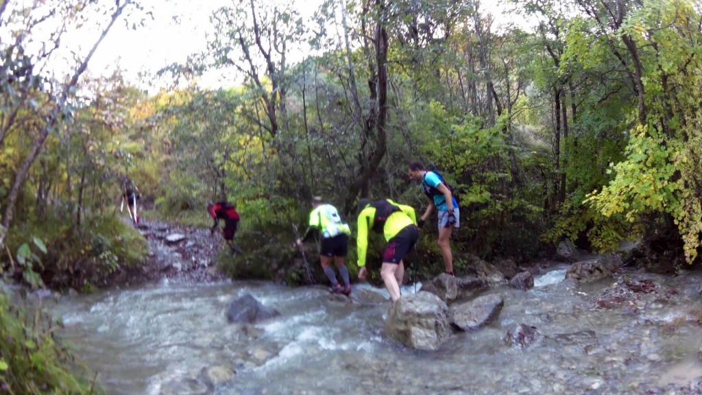 One of the early stream crossings - the guy in yellow fell in shortly after this picture was taken - after that we all decided it was pointless trying to keep our feet dry